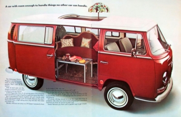 Volkswagen T2 Transporter Modellprogramm 1968 "The car that comes in a box" Automobilprospekt (0212)